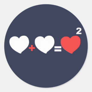 Cœur + Cœur = Autocollant d'amour