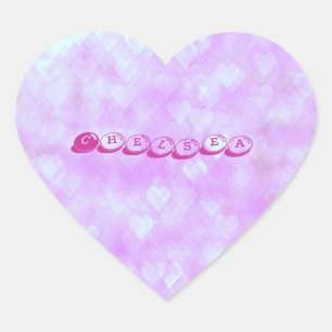 Cœur Coeurs roses - Sticker de nom personnalisable