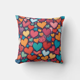 Coeur coloré motif Jeu Oreiller