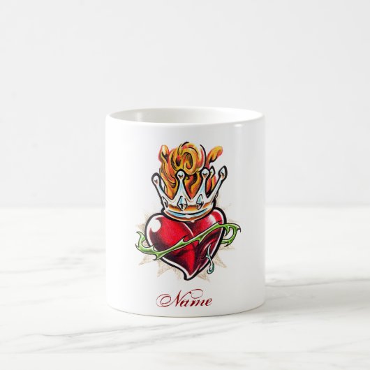 Coeur Cool avec tasse de tatouage de couronne (Centre)