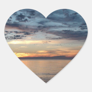 Cœur Coucher de soleil sur la plage et océan Sticker ph