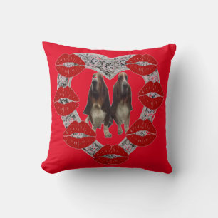 Coeur coussin Diamond Avec Basset & Baisers