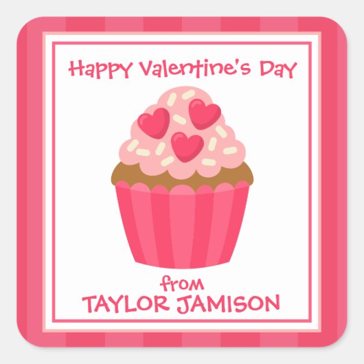 Coeur Cupcake Stickers de Saint-Valentin personnal (Devant)