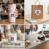Cœur Custom QR Code Pink Heart Shaped Sticker