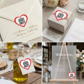 Cœur Custom QR Code Red Heart Shaped Wedding Sticker