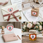 Cœur Custom QR Code Red Heart Shaped Wedding Sticker