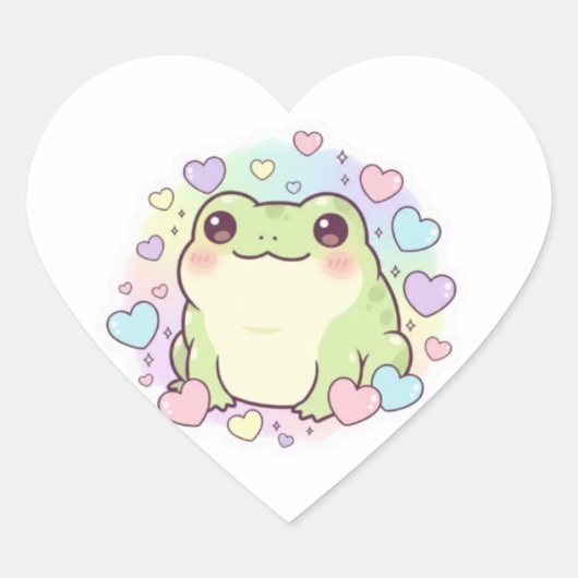 Cœur Cute Baby Frog Sticker Kawaii Frog With Hearts Aes (Devant)