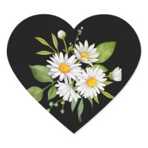 Daisy flower on black background Sticker