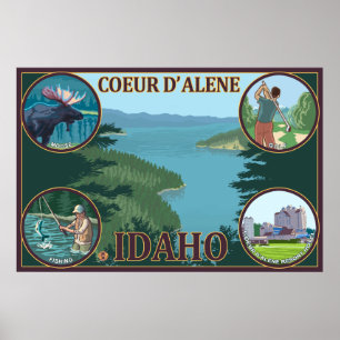 Coeur D'Alene, affiche de voyage d'IdahoScenic