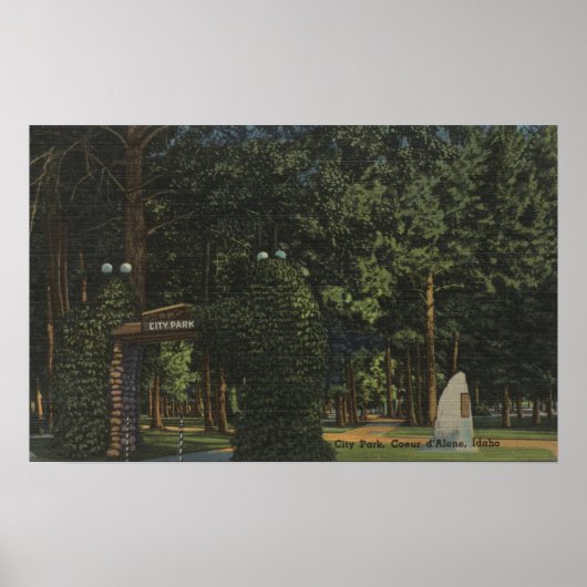 Coeur d'Alene, ID - Uitzicht City Park Poster (Voorkant)