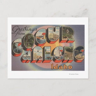Coeur d'Alene, Idaho - Large Letter Scenes Briefkaart