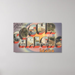 Coeur d'Alene, Idaho - Large Letter Scenes Canvas Afdruk