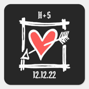 Coeur d'amour de mariage personnalisé Stickers noi
