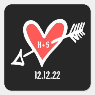 Coeur d'amour de mariage personnalisé Stickers noi