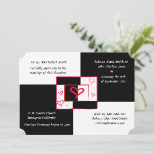 Coeur d'amour élégant noir blanc invitations de ma