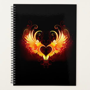 Cœur d'ange de feu avec des ailes
