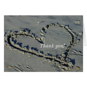 Coeur Dans La Carte de remerciements De Sable
