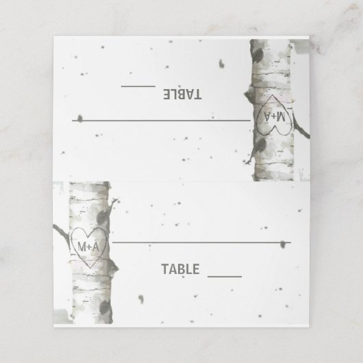 Coeur dans l'arbre avec initiales Mariage Cartes d (Extérieur déplié)