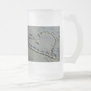 Coeur Dans Le Sable De Verre Frosted Bière Mug
