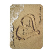 Coeur dans le sable Magnet Réservez la date (Vertical)