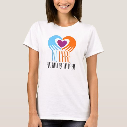 Coeur dans les mains Nous nous soucions T-shirt - (Devant)