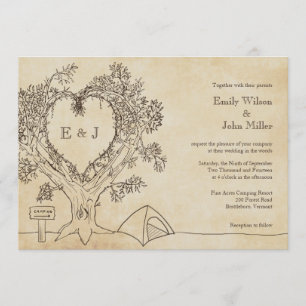 Coeur dans un arbre Invitations de mariage pour le