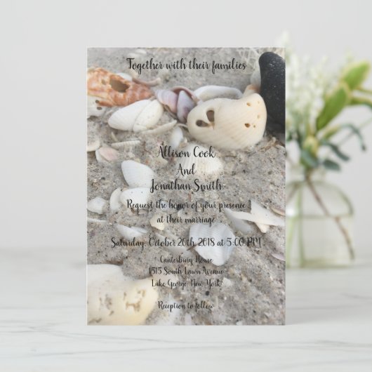 Coeur dans une Faire-part de mariage Shell (Debout devant)