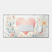 Cœur d'aquarelle douce Fleurs d'amour Oiseaux (Clavier et souris)