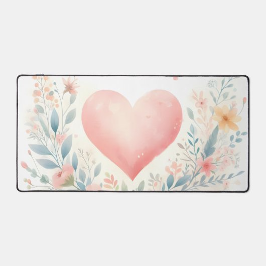 Cœur d'aquarelle douce Fleurs d'amour Oiseaux (Recto)