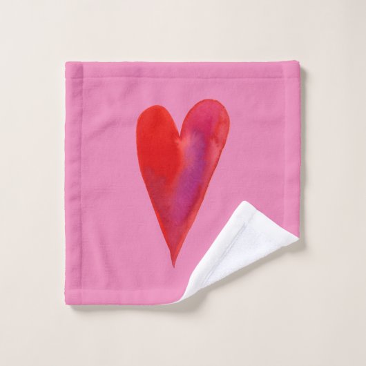 Coeur d'aquarelle minimaliste (Gant de toilette)