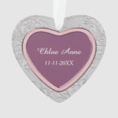 Coeur d'argent rose bébé fille premier Noël (dos)