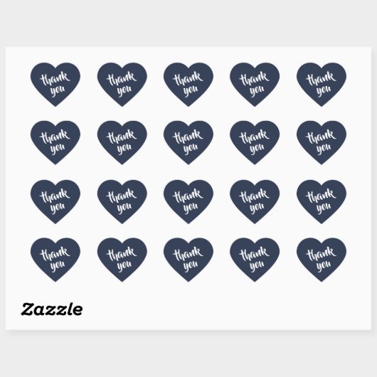 Cœur Dark Midnight Blue Thank You Heart Sticker (Feuille)