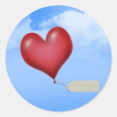 Cœur de ballon unique avec étiquette de message (Devant)