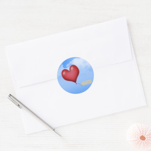 Cœur de ballon unique avec étiquette de message (Enveloppe)