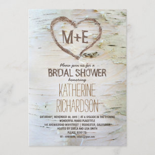 Coeur de bouleau invitations de douche nuptiale ru