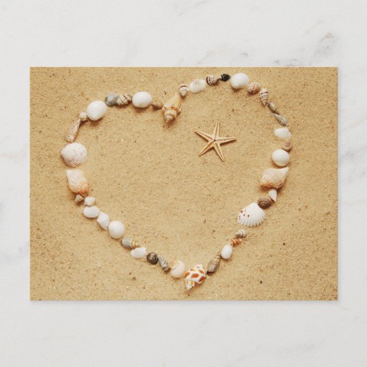 Coeur de coquillage avec carte postale Starfish (Devant)