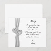 Cœur de diamant Blanc mariage témoin carte (Devant / Derrière)