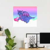 Coeur de dragon - Poster de dragon bleu et violet  (Bureau à domicile)