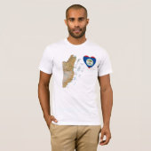 Coeur de drapeau de Belize + T-shirt de carte (Devant entier)