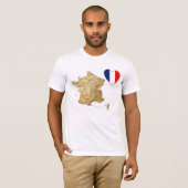 Coeur de drapeau de la France et T-shirt de carte (Devant entier)