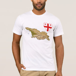 Coeur de drapeau de la Géorgie et T-shirt de carte