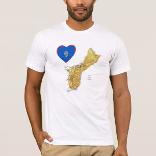 Coeur de drapeau de la Guam et T-shirt de carte