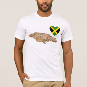 Coeur de drapeau de la Jamaïque et T-shirt de