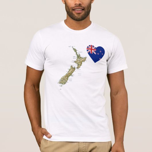 Coeur de drapeau de la Nouvelle Zélande et T-shirt (Devant)