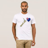 Coeur de drapeau de la Nouvelle Zélande et T-shirt (Devant entier)