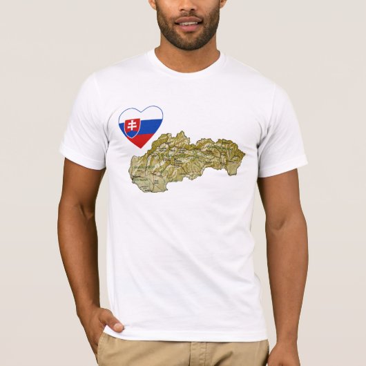 Coeur de drapeau de la Slovaquie et T-shirt de (Devant)