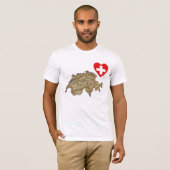 Coeur de drapeau de la Suisse et T-shirt de carte (Devant entier)