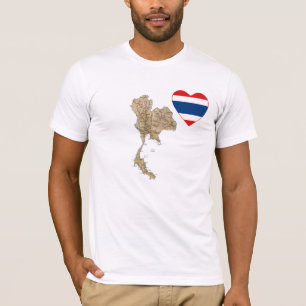 Coeur de drapeau de la Thaïlande et T-shirt de