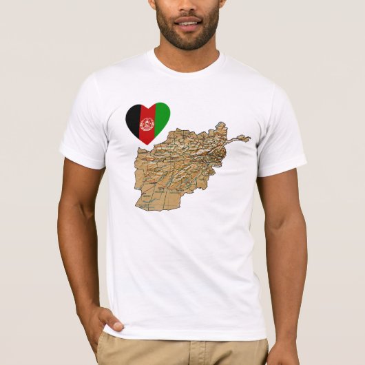 Coeur de drapeau de l'Afghanistan et T-shirt de (Devant)