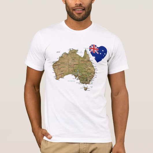 Coeur de drapeau de l'Australie et T-shirt de (Devant)